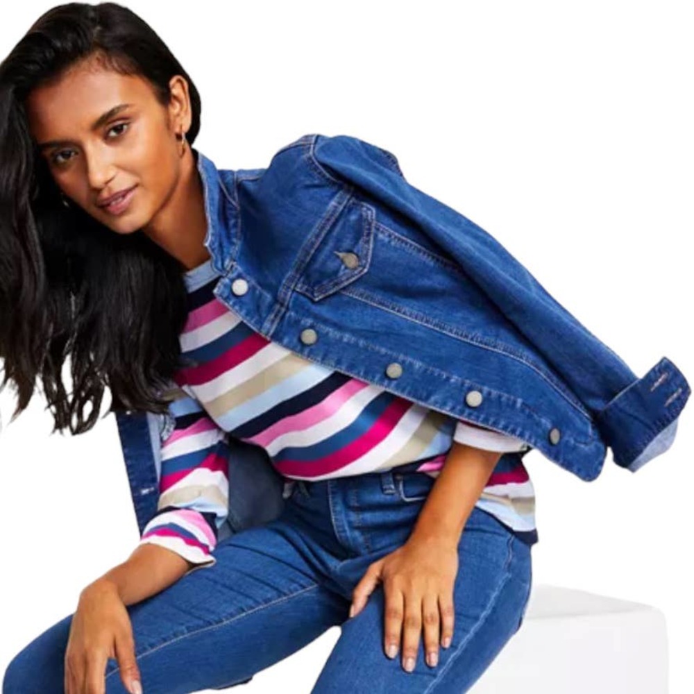 Charter Club Women's Jean Denim Jacket Large